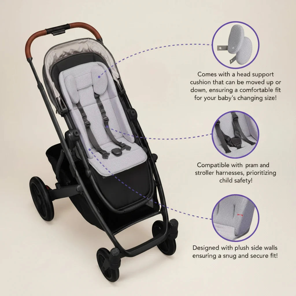 Snug Seat with Head & Back Support – Compatible with UPPAbaby / Bagaboo / Joolz Prams | Black