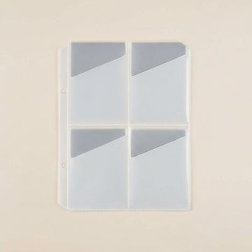 clear plastic sheet with multiple compartments on a beige background