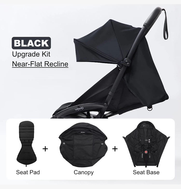 Near-Flat Recline Seat Upgrade Kit – Compatible with Stokke YOYO Prams (YOYO+ / YOYO² / YOYO³) | Black