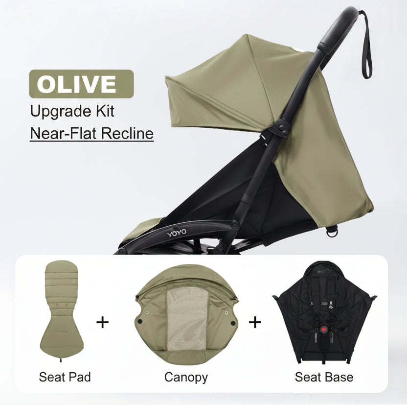 Near-Flat Recline Seat Upgrade Kit – Compatible with Stokke YOYO Prams (YOYO+ / YOYO² / YOYO³) | Olive