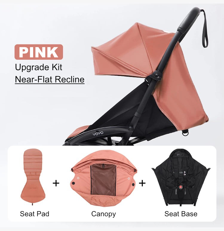Near-Flat Recline Seat Upgrade Kit – Compatible with Stokke YOYO Prams (YOYO+ / YOYO² / YOYO³) | Pink