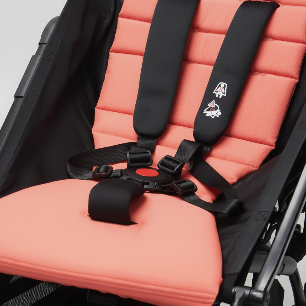 Children's car seat with safety straps