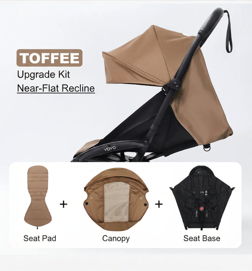 Near-Flat Recline Seat Upgrade Kit – Compatible with Stokke YOYO Prams (YOYO+ / YOYO² / YOYO³) | Toffee