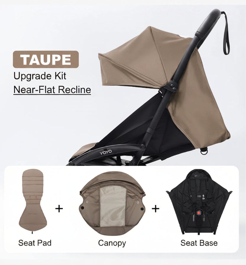 Near-Flat Recline Seat Upgrade Kit – Compatible with Stokke YOYO Prams (YOYO+ / YOYO² / YOYO³) | Taupe