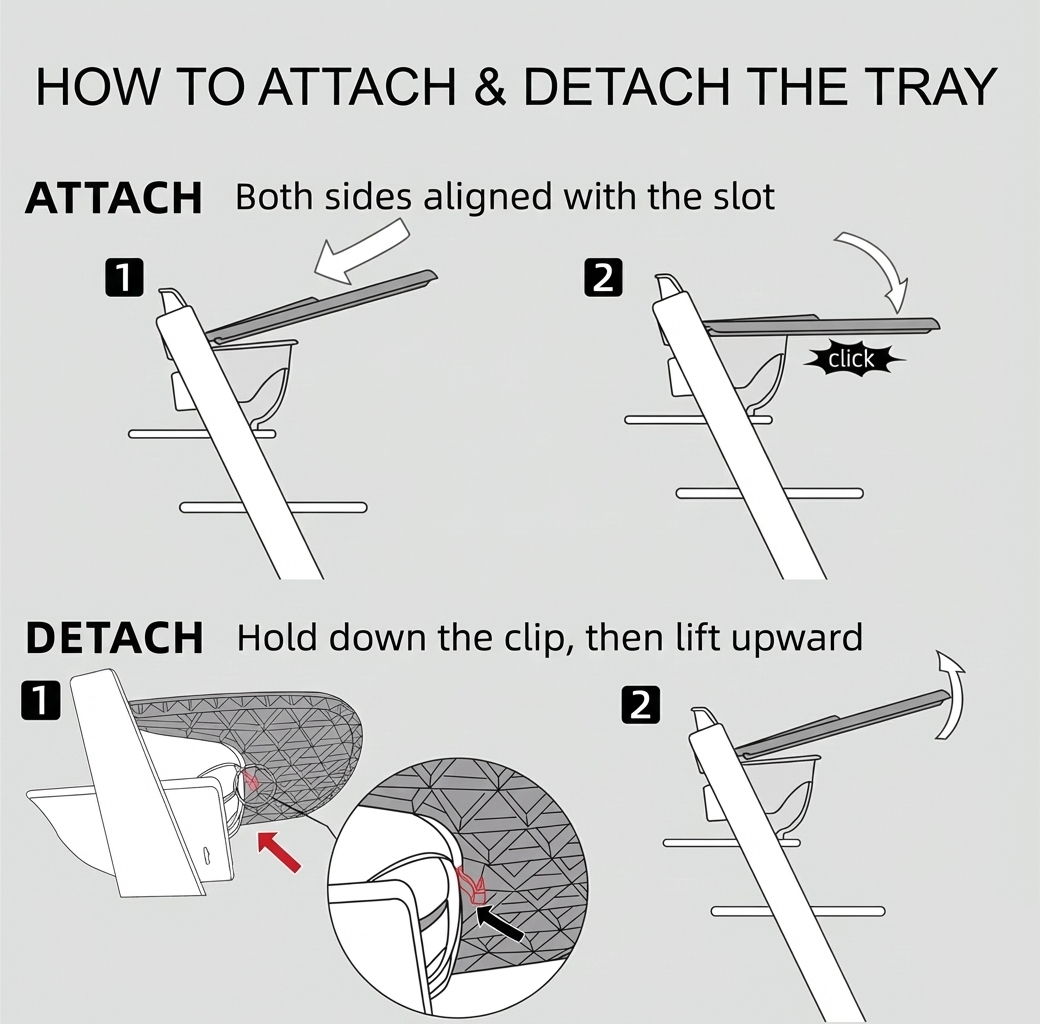 HOW TO ATTACH & DETACH THE TRAY